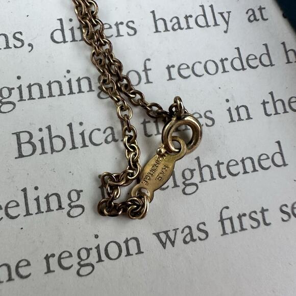 Vintage Brutalist Necklace Red Glass Stone, BAB Gold Filled Chain Sculptural - Picture 5 of 5